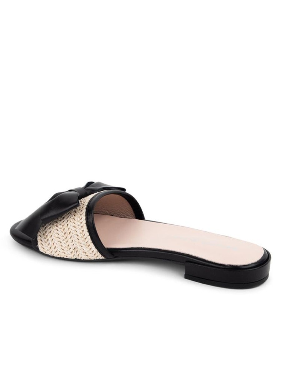 Sandals Patricia Green | St. Tropez Raffia Slide Sandal Black