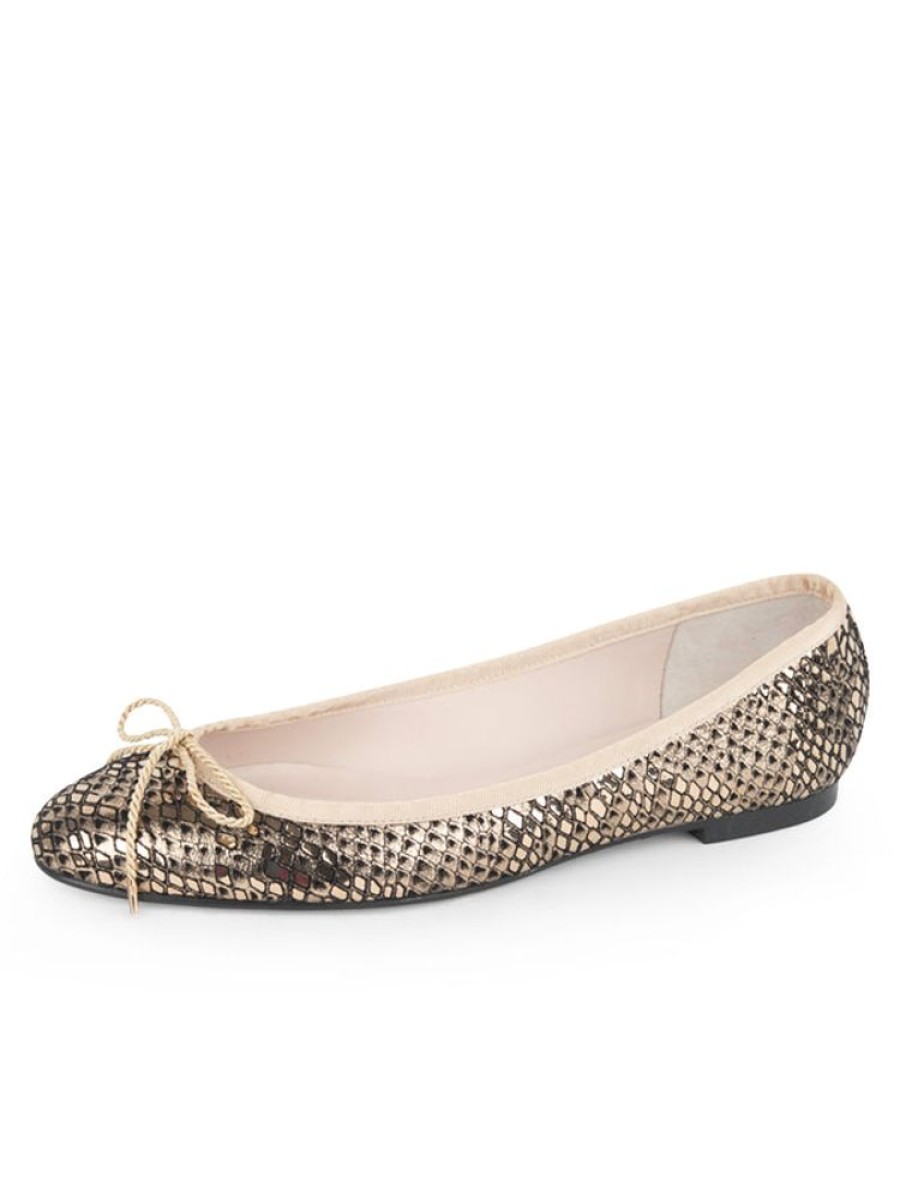 Evening Paul Mayer | Luxe Snake Ballet Flat Gold Snake