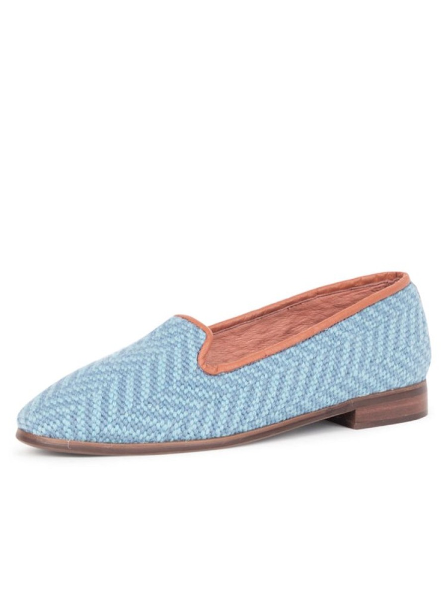 Smoking Slippers By Paige | Needlepoint Loafer Blue And Blue H