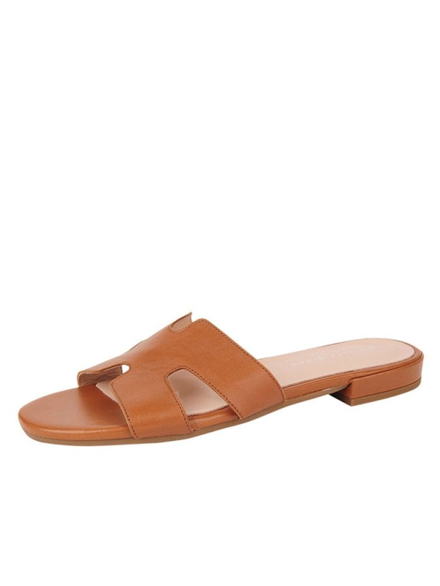 Sandals Patricia Green | Hallie Flat Sandal Luggage Leather