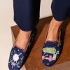 Smoking Slippers By Paige | Needlepoint Loafer In Christmas Golf Navy