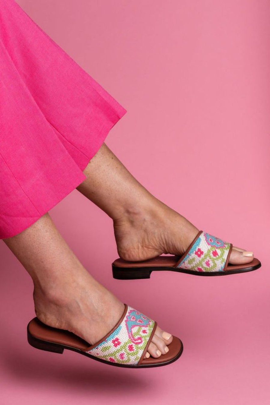 Sandals By Paige | Needlepoint Sandal In Preppy Paisley Turq