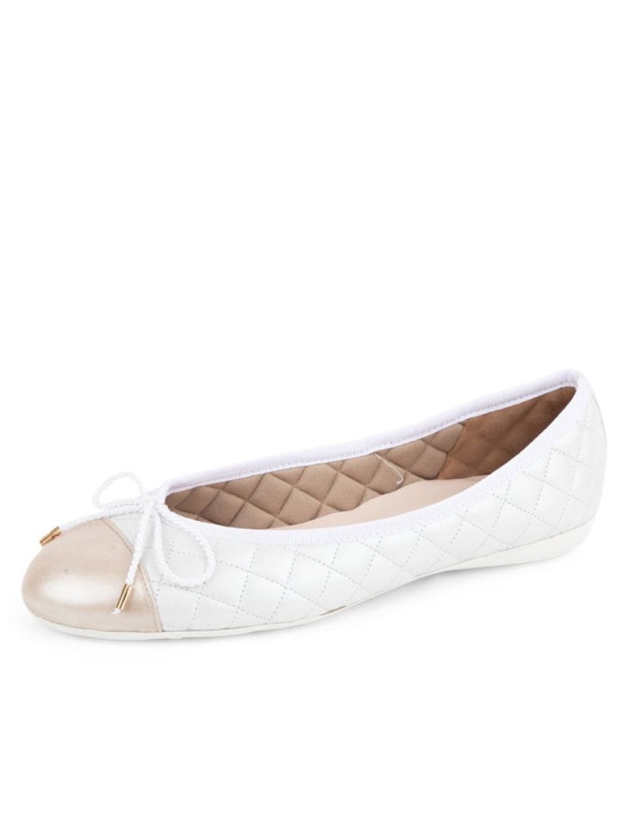 Sport Paul Mayer | Best Quilted Leather Ballet Flat Metallic Pearl/White