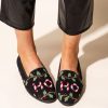 Smoking Slippers By Paige | Needlepoint Loafer Ho Ho Loafer On Black