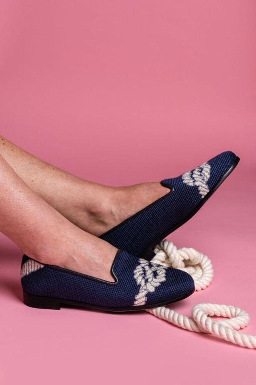 Smoking Slippers By Paige | Needlepoint Loafer Knot